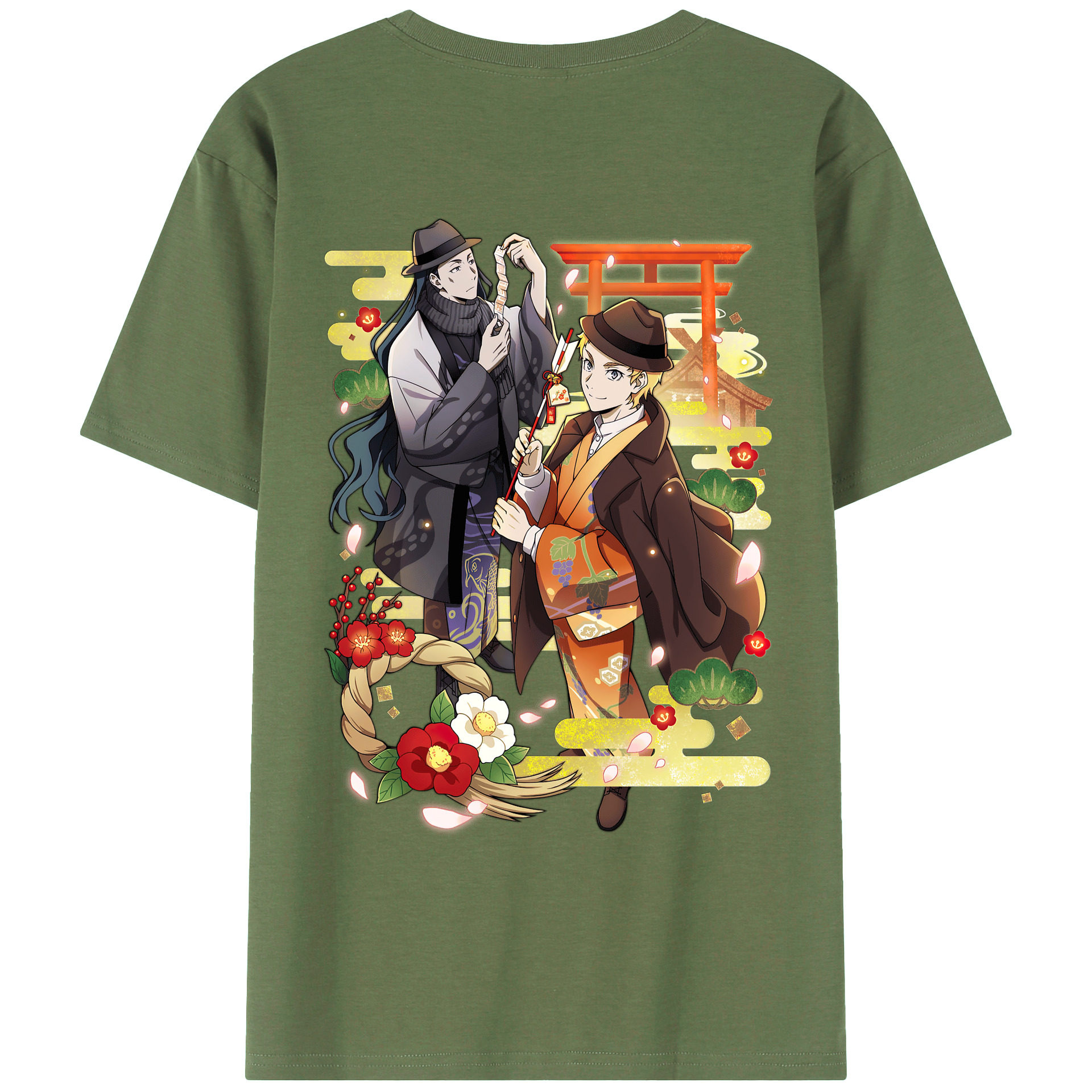 （画像用） 文豪ストレイドッグス Bungo Stray Dogs 綿100％ メンズ半袖Tシャツ（バックプリント） 通気性